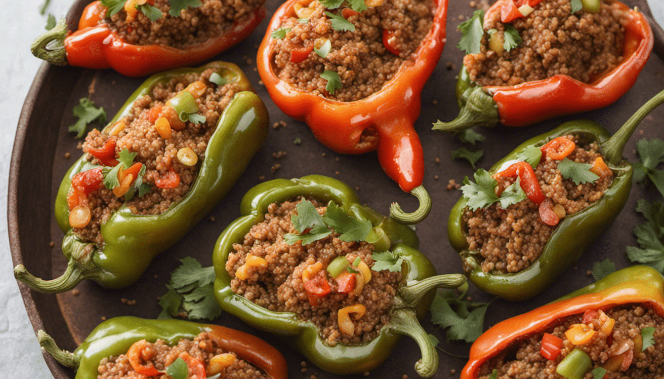 Vegan Stuffed Habanero Peppers with Quinoa and Vegetables in Spicy Sauce