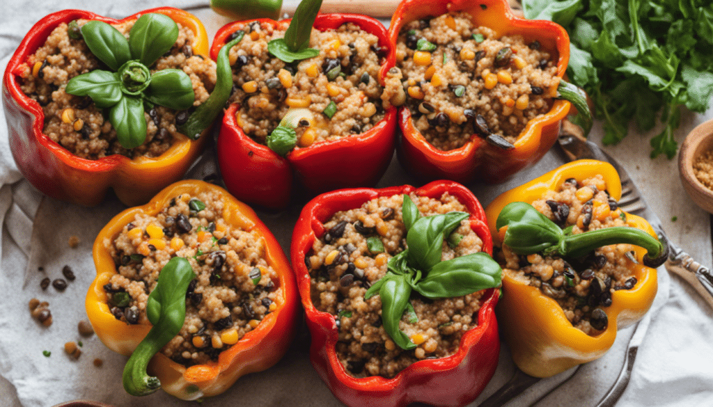 Vegan Stuffed Peppers with Quinoa and Lentils