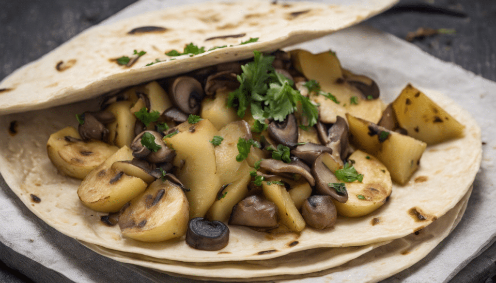 Vegan Tortilla with Potatoes and Mushrooms