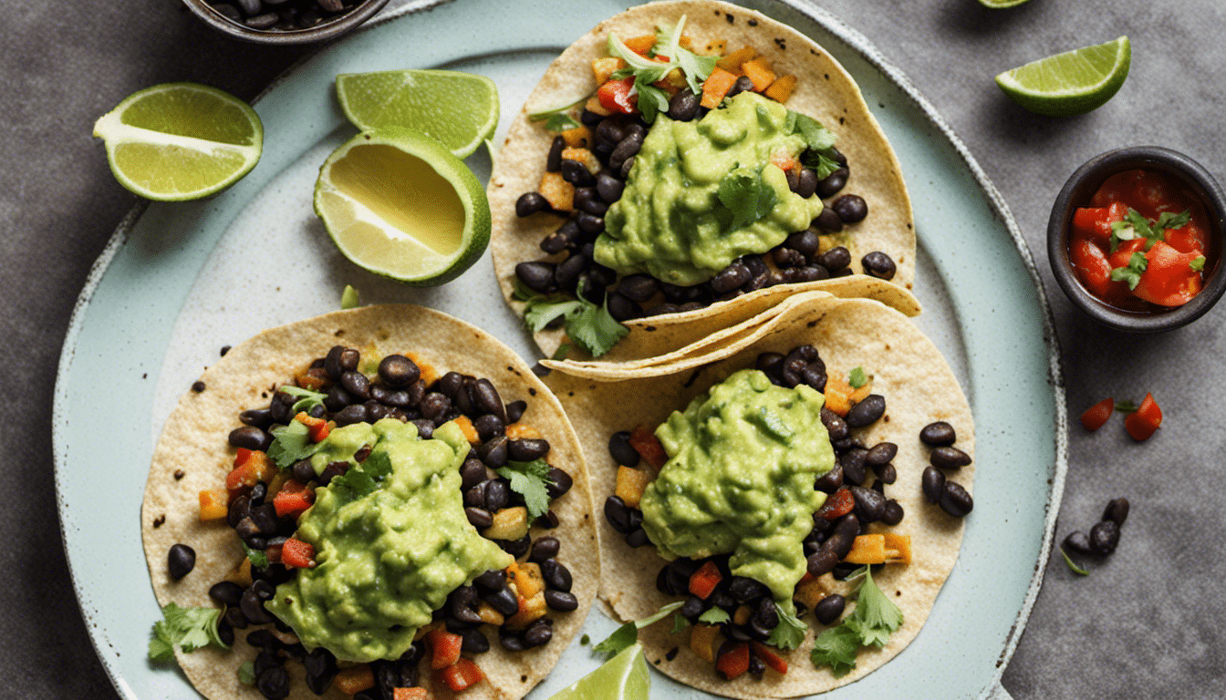 Vegetarian Tacos with Black Beans and Guacamole