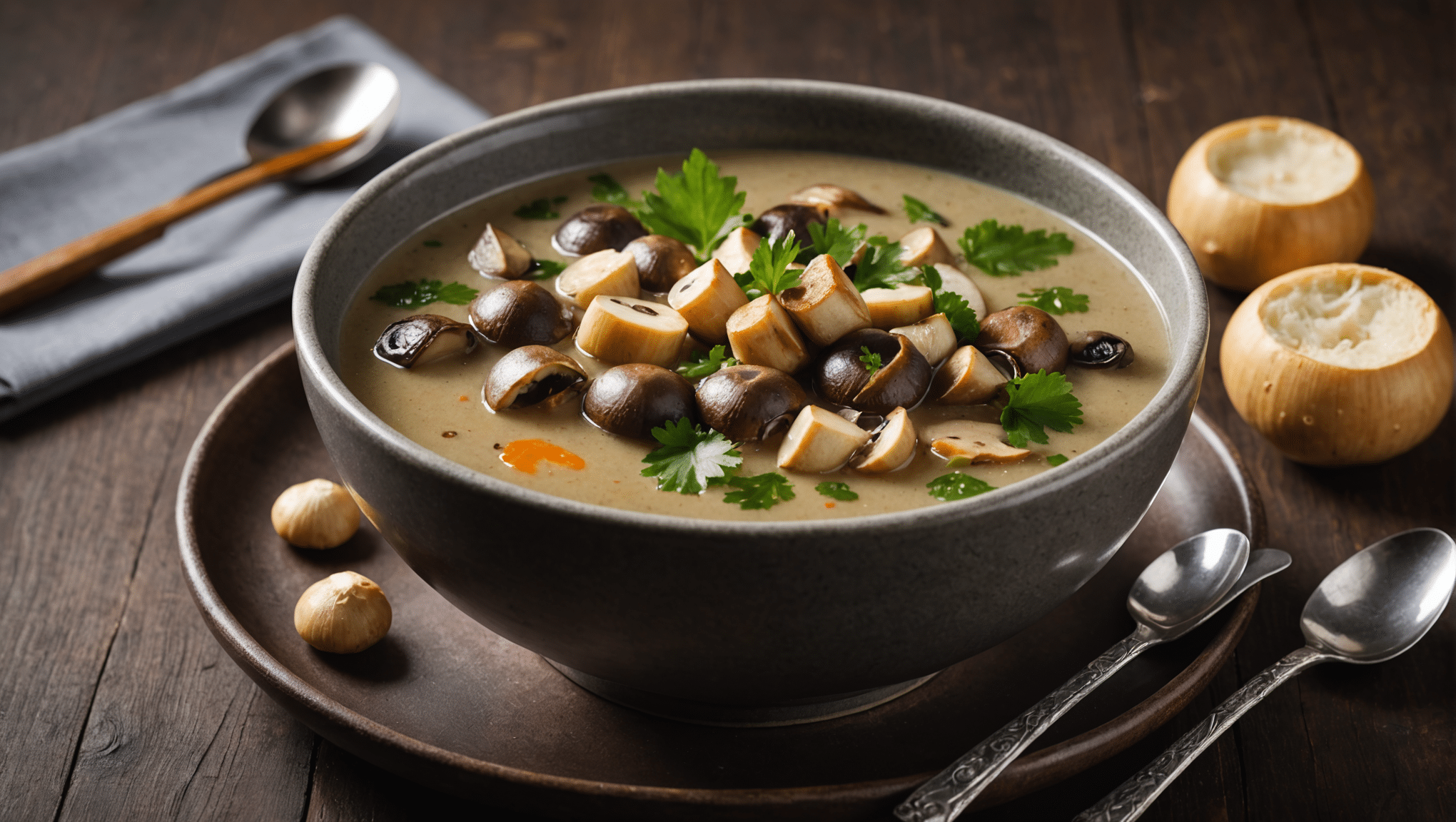 Water Chestnut and Mushroom Soup