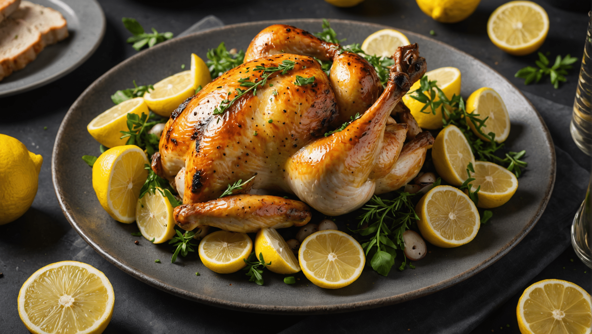 Water-Pepper and Lemon Roasted Chicken