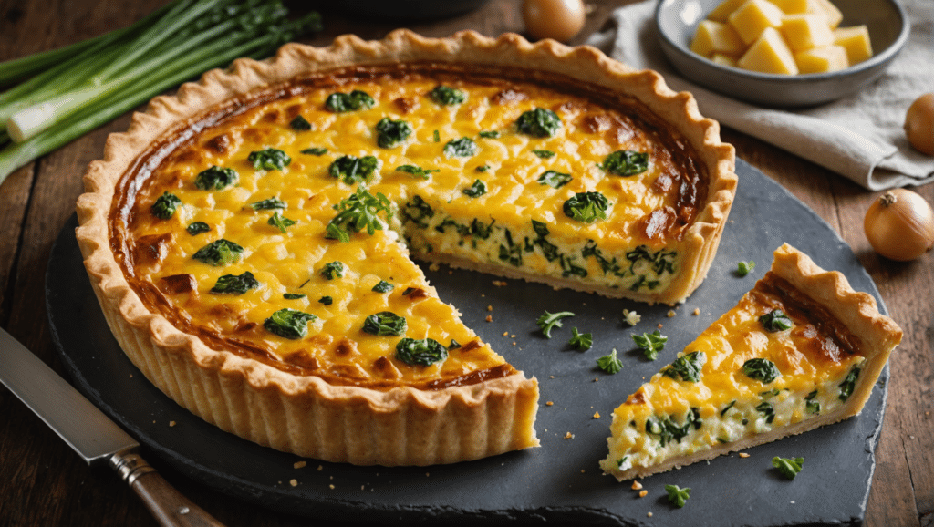 Welsh Onion and Cheddar Quiche