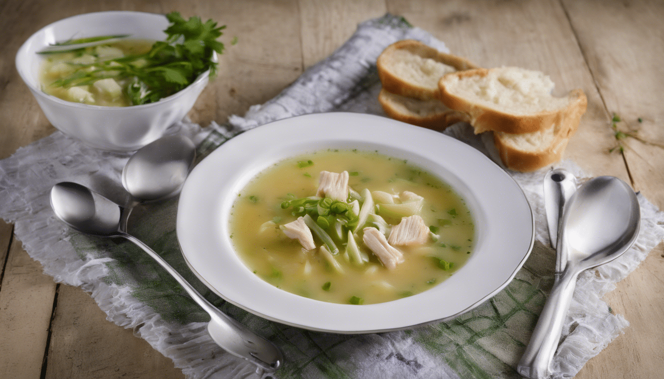 Welsh onion and chicken soup