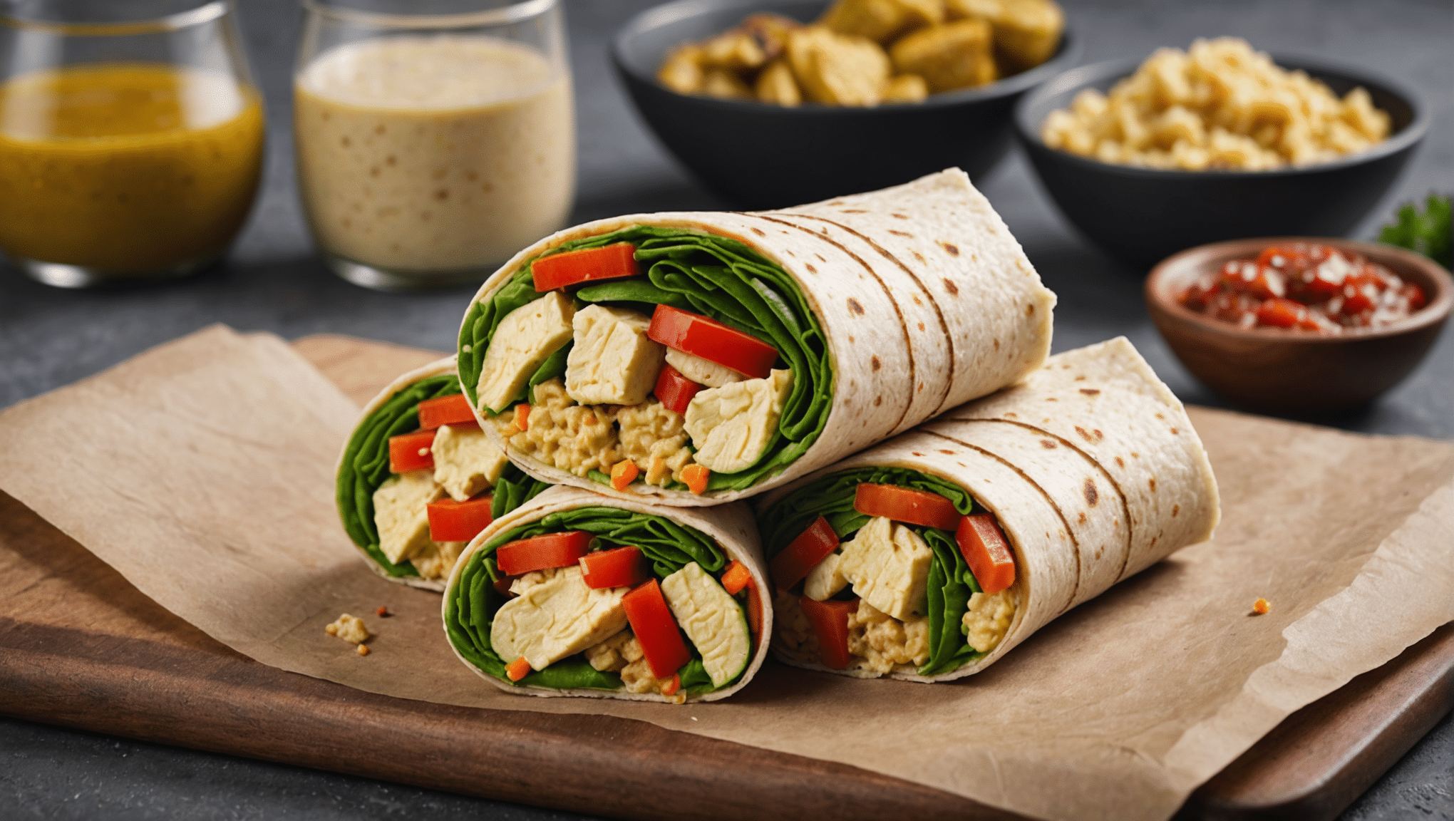 Wrap Vegano de Cogumelos com Hummus e Rúcula