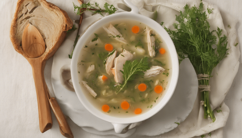 Yarrow Chicken Soup: A hearty chicken soup seasoned with fresh yarrow leaves.